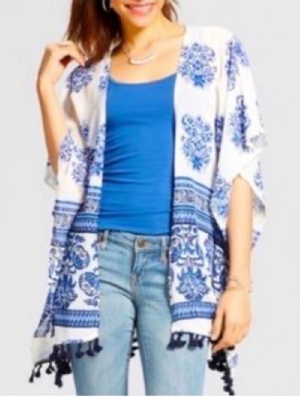 Blue & White Floral Kimono Cover-Up size XS/S